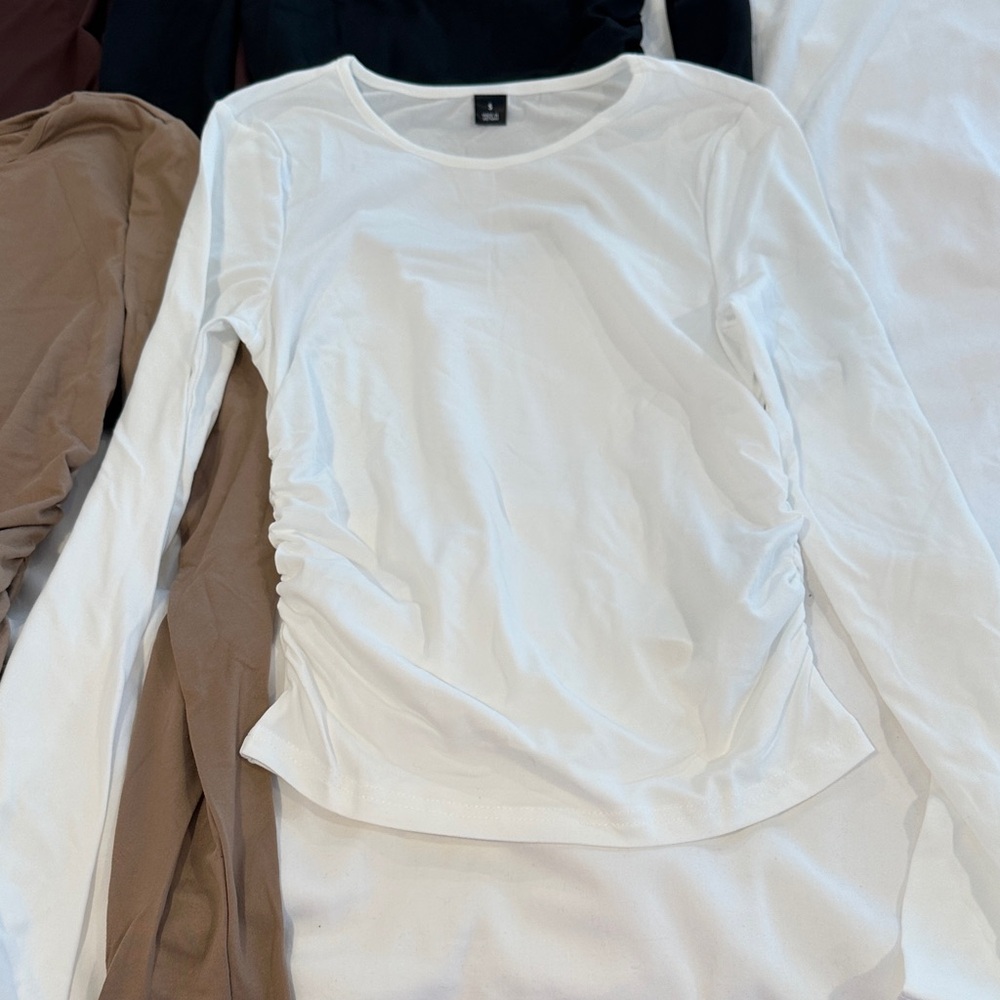 SHEIN Long Sleeve Tops - Black, White, Brown, Tan - Picture 3 of 6
